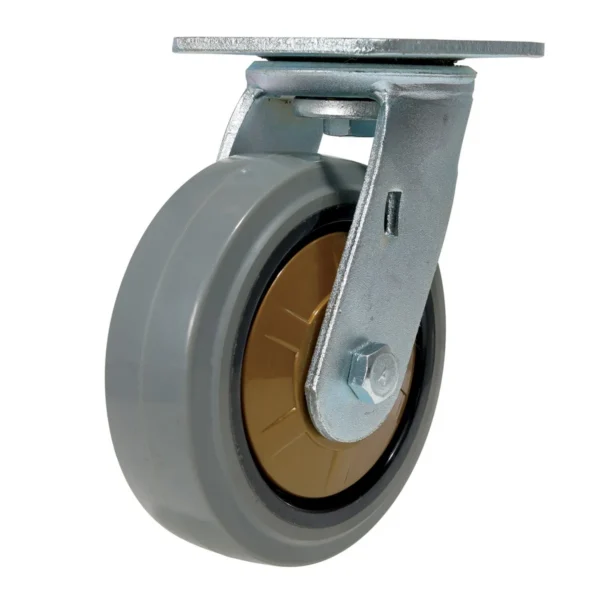 Rubber Swivel Caster 6 In. Diameter x 2 In. Width 771 Lb. Capacity Dark Gray/Gold