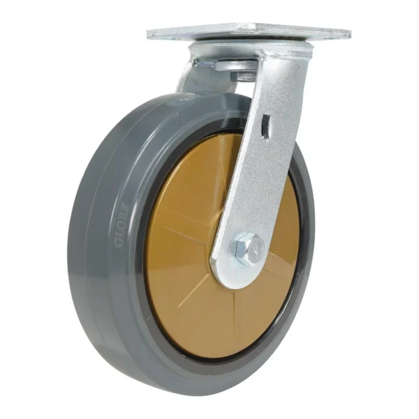 Rubber Swivel Caster 8 In. Diameter x 2 In. Width 881 Lb. Capacity Dark Gray/Gold