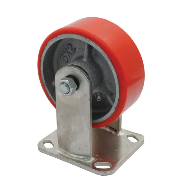 Polyurethane Rigid Caster 5 In. Diameter x 2 In. Width 661 Lb. Capacity Red