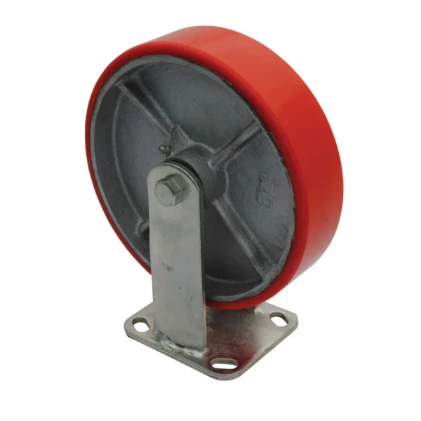 Polyurethane Rigid Caster 8 In. Diameter x 2 In. Width 882 Lb. Capacity Red