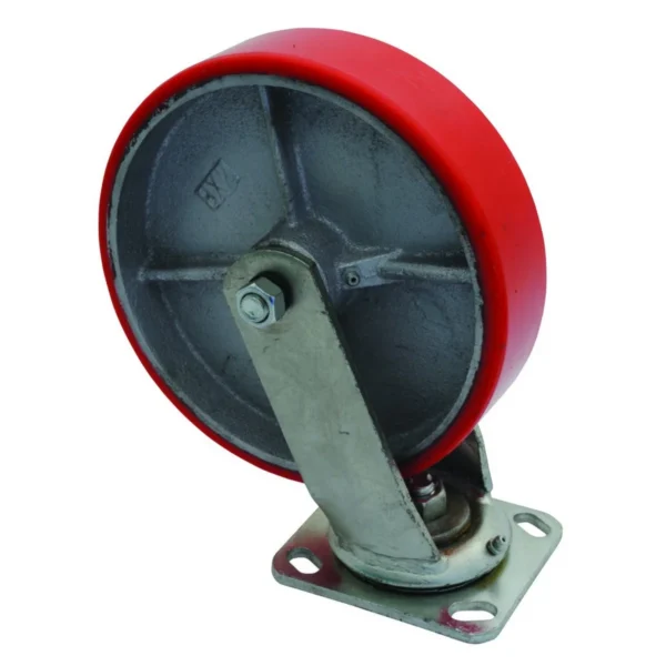 Polyurethane Swivel Caster 8 In. Diameter x 2 In. Width 882 Lb. Capacity Red