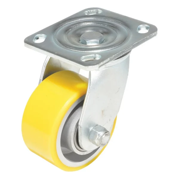 Polyurethane Swivel Caster 4 In. Diameter x 2 In. Width 440 Lb. Capacity Yellow/Gray
