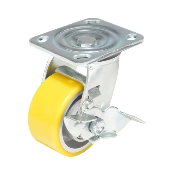 Polyurethane Swivel With Brake Caster 4 In. Diameter x 2 In. Width 440 Lb. Capacity Yellow/Gray