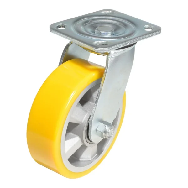 Polyurethane Swivel Caster 6 In. Diameter x 2 In. Width 661 Lb. Capacity Yellow/Gray