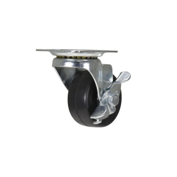 Rubber Swivel With Brake Caster 2 In. Diameter x 1 In. Width 55 Lb. Capacity Black