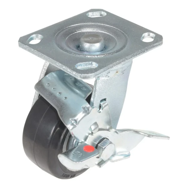 Rubber Swivel With Brake Caster 4 In. Diameter x 2 In. Width 551 Lb. Capacity Black/Gray