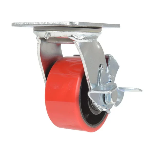 Polyurethane Swivel With Brake Caster 4 In. Diameter x 2 In. Width 792 Lb. Capacity Red/Black