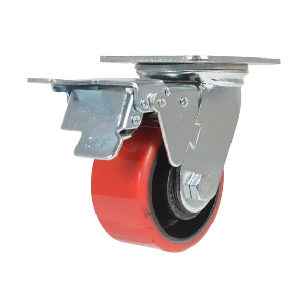 Polyurethane Swivel With Total Brake Caster 4 In. Diameter x 2 In. Width 792 Lb. Capacity Red/Black