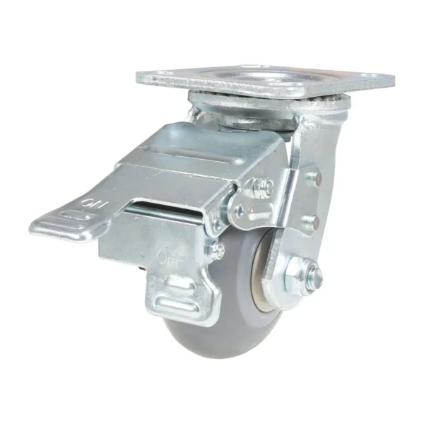 Thermoplastic Rubber Swivel With Total Brake Caster 4 In. Diameter x 2 In. Width 485 Lb. Capacity Light Gray