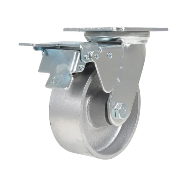 Cast Iron/Steel Swivel With Total Brake Caster 5 In. Diameter x 2 In. Width 1320 Lb. Capacity Silver
