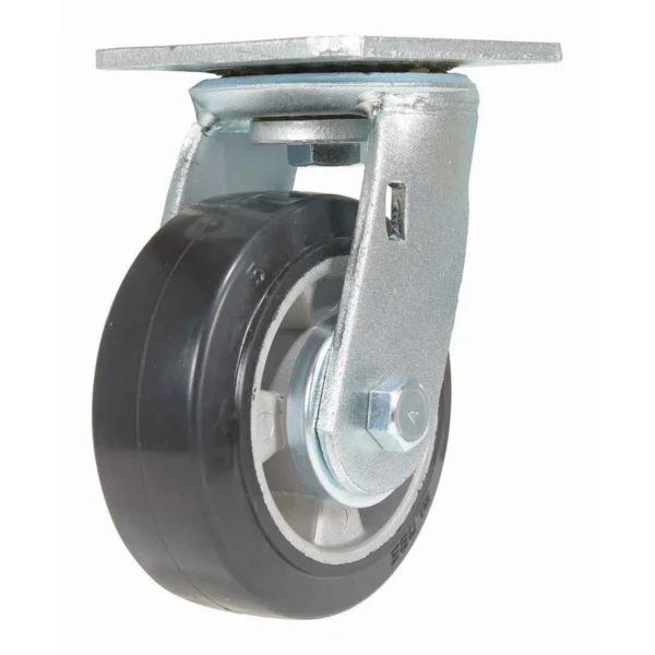 Rubber Swivel Caster 5 In. Diameter x 2 In. Width 661 Lb. Capacity Dark Black/Gold