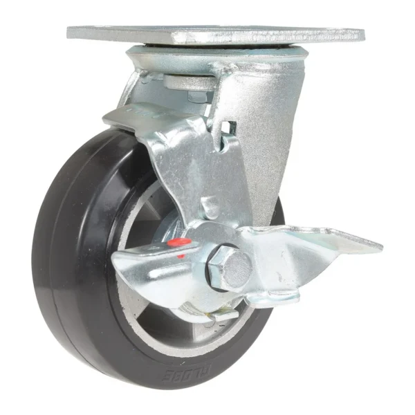 Rubber Swivel With Brake Caster 5 In. Diameter x 2 In. Width 661 Lb. Capacity Dark Black/Gold