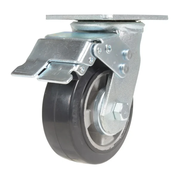 Rubber Swivel With Total Brake Caster 5 In. Diameter x 2 In. Width 661 Lb. Capacity Dark Black/Gold