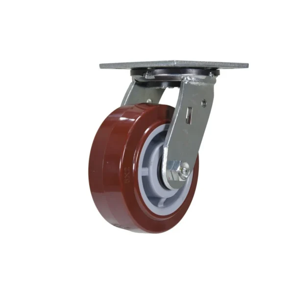 Polyurethane Swivel Caster 5 In. Diameter x 2 In. Width 700 Lb. Capacity Maroon/Gray