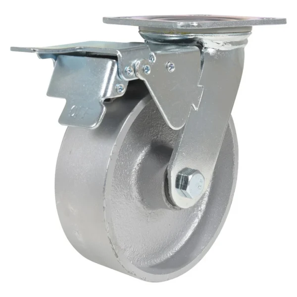 Cast Iron/Steel Swivel With Total Brake Caster 6 In. Diameter x 2 In. Width 1540 Lb. Capacity Silver