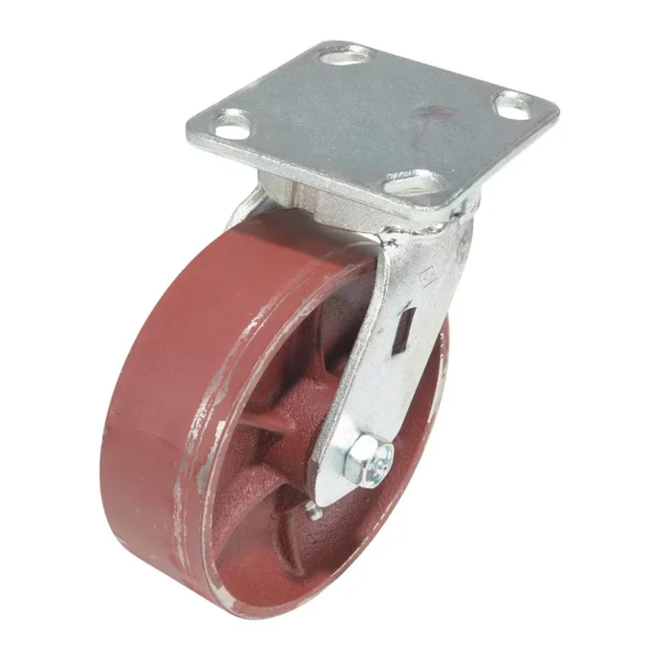 Cast Iron/Steel Swivel Caster 6 In. Diameter x 2 In. Width 2000 Lb. Capacity Maroon