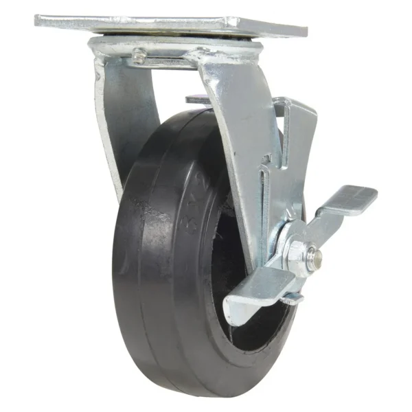 Rubber Swivel With Brake Caster 6 In. Diameter 2 In. Width 507 Lb. Capacity Black