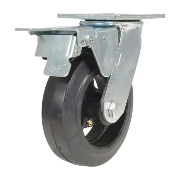 Rubber Swivel With Total Brake Caster 6 In. Diameter 2 In. Width 507 Lb. Capacity Black