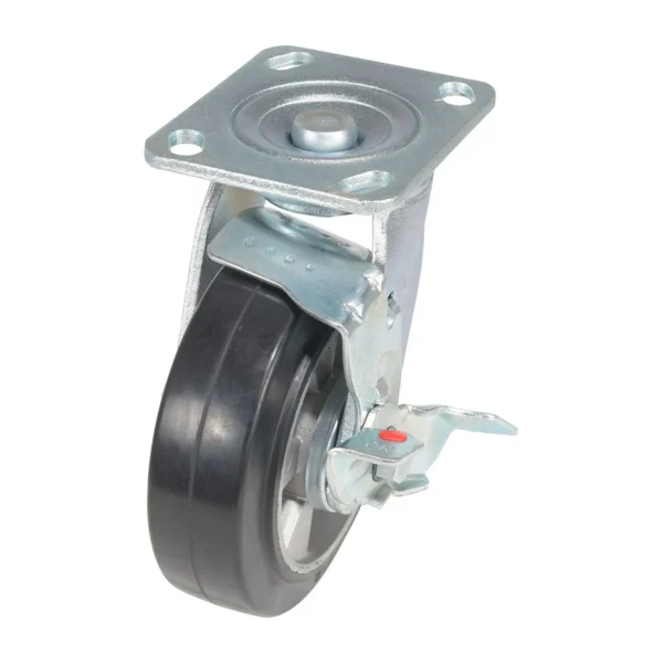 Rubber Swivel With Brake Caster 6 In. Diameter x 2 In. Width 771 Lb. Capacity Black/Gray