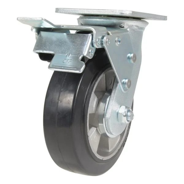 Rubber Swivel With Total Brake Caster 6 In. Diameter x 2 In. Width 771 Lb. Capacity Black/Gray