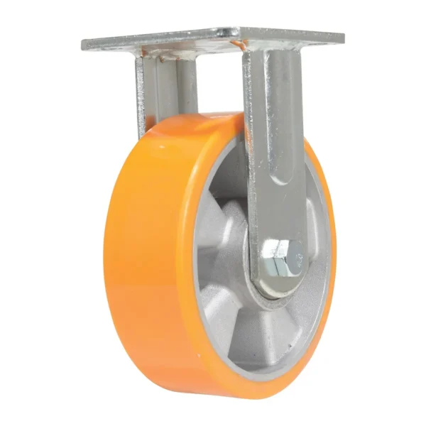 Polyurethane Rigid Caster 6 In. Diameter x 2 In. Width 1212 Lb. Capacity Orange/Silver