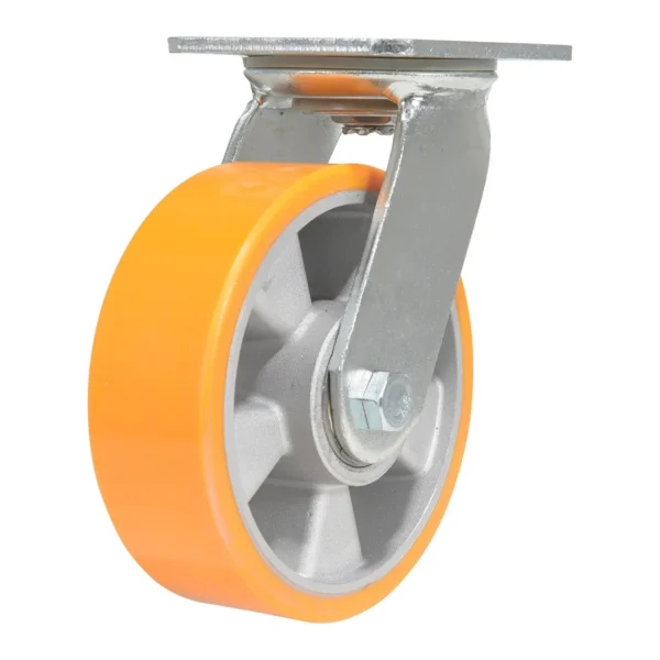 Polyurethane Swivel Caster 6 In. Diameter x 2 In. Width 1212 Lb. Capacity Orange/Silver