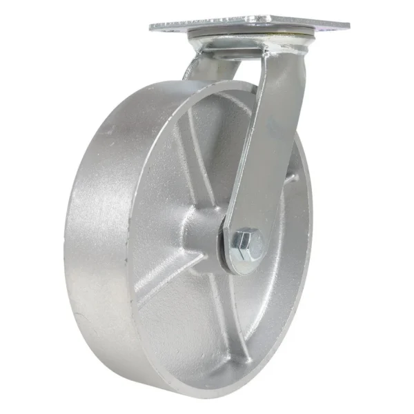Cast Iron/Steel Swivel Caster 8 In. Diameter x 2 In. Width 1760 Lb. Capacity Silver