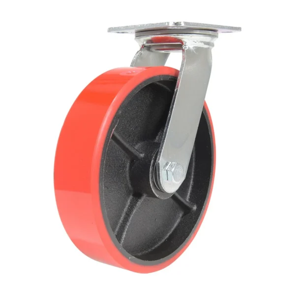 Polyurethane Swivel Caster 8 In. Diameter x 2 In. Width 1474 Lb. Capacity Red/Black