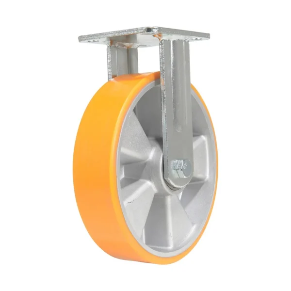 Polyurethane Rigid Caster 8 In. Diameter x 2 In. Width 1543 Lb. Capacity Orange/Silver