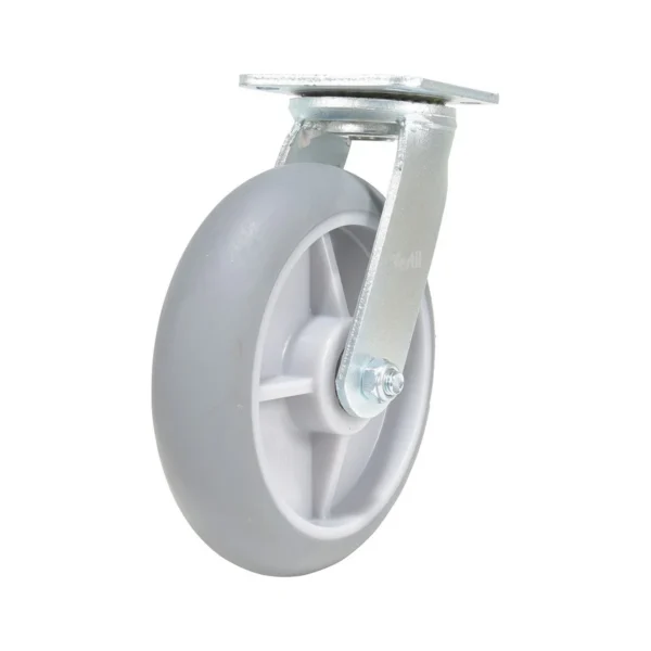 Thermoplastic Rubber Swivel Caster 8 In. Diameter x 2 In. Width 705 Lb. Capacity Light Gray