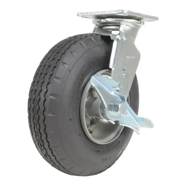 Pneumatic Swivel With Brake Caster 8 In. Diameter x 3 In. Width 250 Lb. Capacity Black/Gray