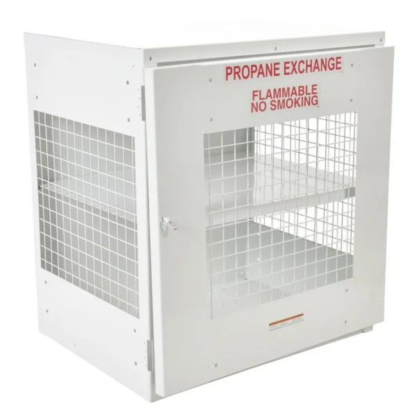 Steel Propane Exchange Cylinder Storage Cabinets with Mesh Door 12 Cylinder Capacity White