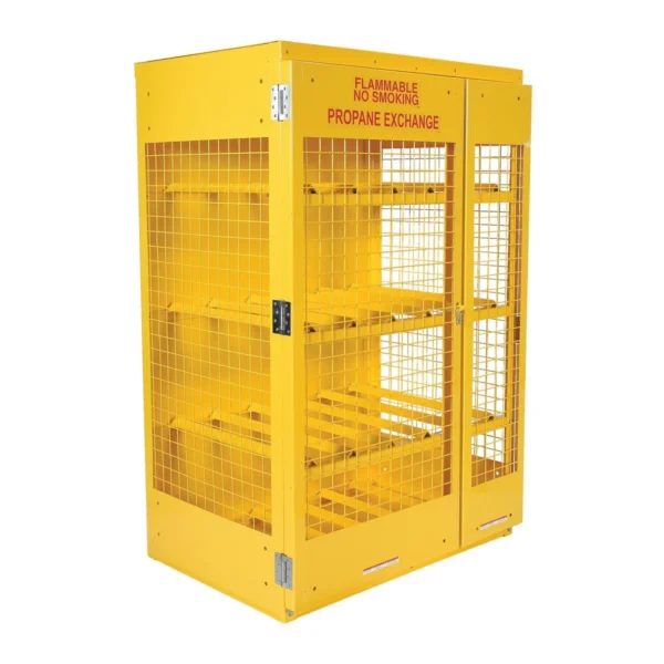 Steel Horizontal Cylinder Cabinet 32 In. x 45 In. x 68-1/4 In. 12 Cylinder Capacity Yellow