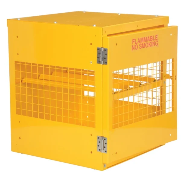 Steel Knockdown Horizontal Cylinder Cabinet 32 In. x 30 In. x 35-1/4 In. 4 Cylinder Capacity Yellow