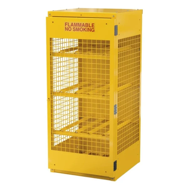 Steel Knockdown Horizontal Cylinder Cabinet 32 In. x 30 In. x 68-1/4 In. 8 Cylinder Capacity Yellow