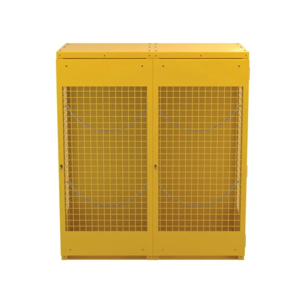 Steel Knockdown Vertical Cylinder Cabinet 32 In. x 60 In. x 68-1/4 In. 10-20 Cylinder Capacity Yellow