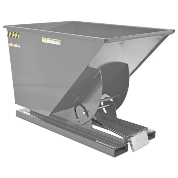 Steel Heavy Duty Self Dumping Hopper 1 Cubic Yard 6000 Lb. Capacity Machine Gray