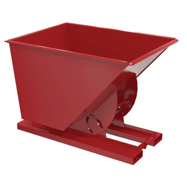 Steel Medium Duty No Bump & Dump Hopper 1 Cubic Yard 4000 Lb. Capacity Soda Red