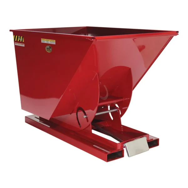 Steel Medium Duty Self Dumping Hopper 1 Cubic Yard 4000 Lb. Capacity Soda Red