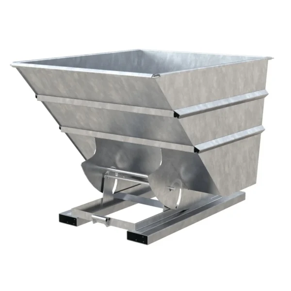 Steel Heavy Duty No Bump & Dump Hopper 2 Cubic Yard 6000 Lb. Capacity Galvanized