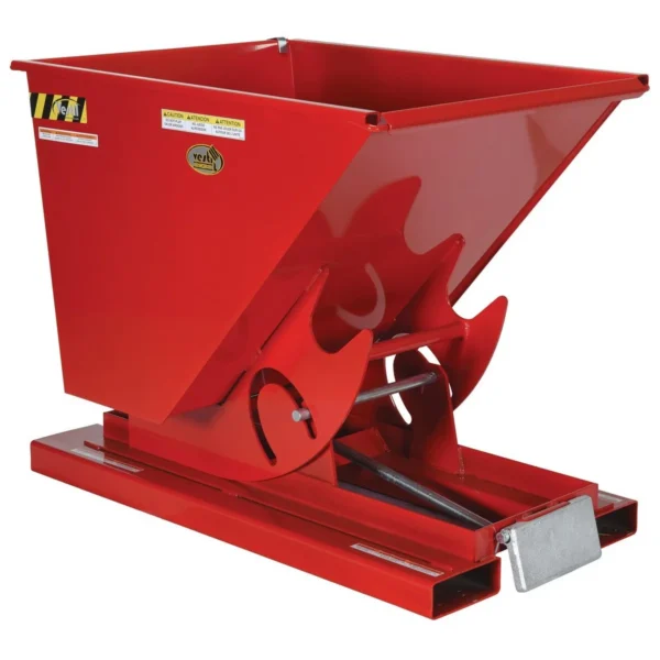 Steel Light Duty Self Dumping Hopper 1/4 Cubic Yard 2000 Lb. Capacity Soda Red