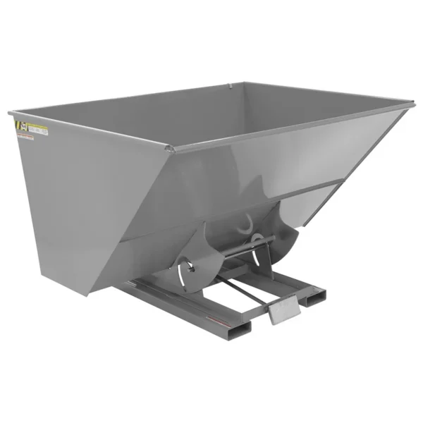 Steel Heavy Duty Self Dumping Hopper 3 Cubic Yard 6000 Lb. Capacity Machine Gray