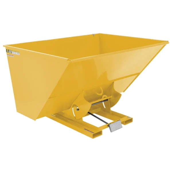 Steel Heavy Duty Self Dumping Hopper 3 Cubic Yard 6000 Lb. Capacity Yellow