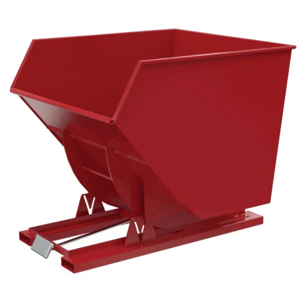 Steel Heavy Duty Self Dumping Hopper 3-1/2 Cubic Yard 6000 Lb. Capacity Red