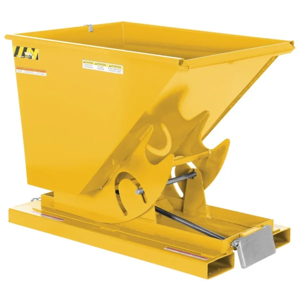 Steel Light Duty Self Dumping Hopper 1/2 Cubic Yard 2000 Lb. Capacity Yellow