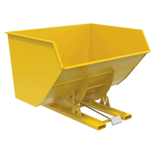 Steel Heavy Duty Self Dumping Hopper 5 Cubic Yard 6000 Lb. Capacity Yellow