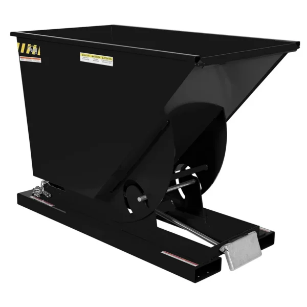 Steel Heavy Duty Self Dumping Hopper 3/4 Cubic Yard 6000 Lb. Capacity Semi Gloss Black