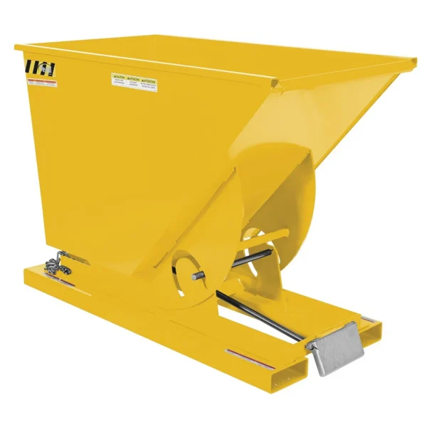 Steel Heavy Duty Self Dumping Hopper 3/4 Cubic Yard 6000 Lb. Capacity Yellow