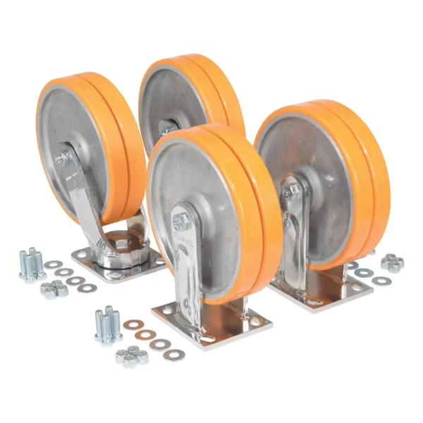 Polyurethane Caster Kit 8 in x 2 in 8000 lb Capacity Orange