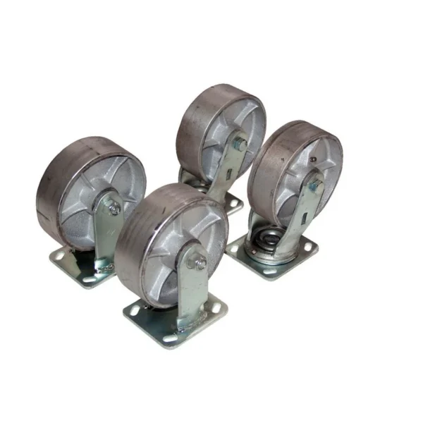 Semi Steel Caster Kit 8 In. x 2 In. 4800 Lb. Capacity Silver